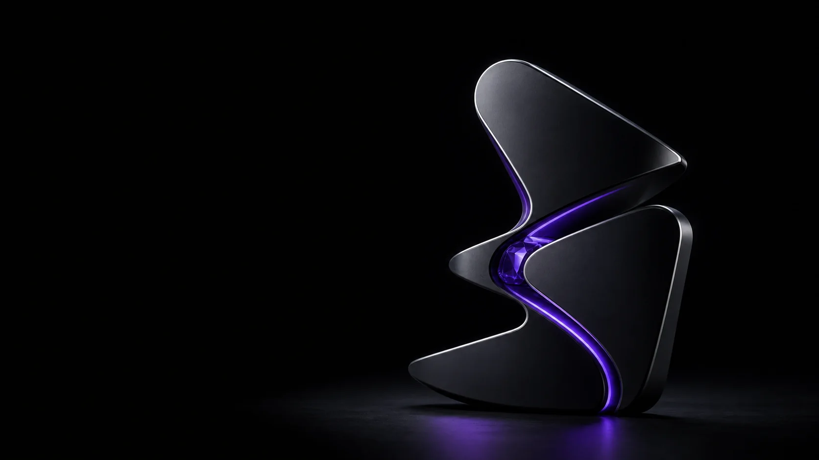 Black titanium Zyphh system core connected by a violet signal